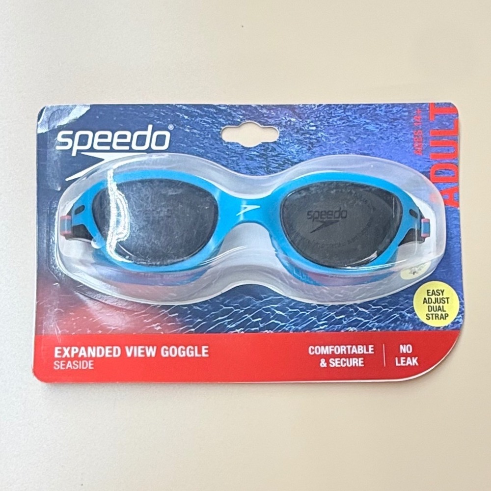Speedo Seaside Expanded View Swim Goggles Adult Blue Anti Fog UV Protection NEW